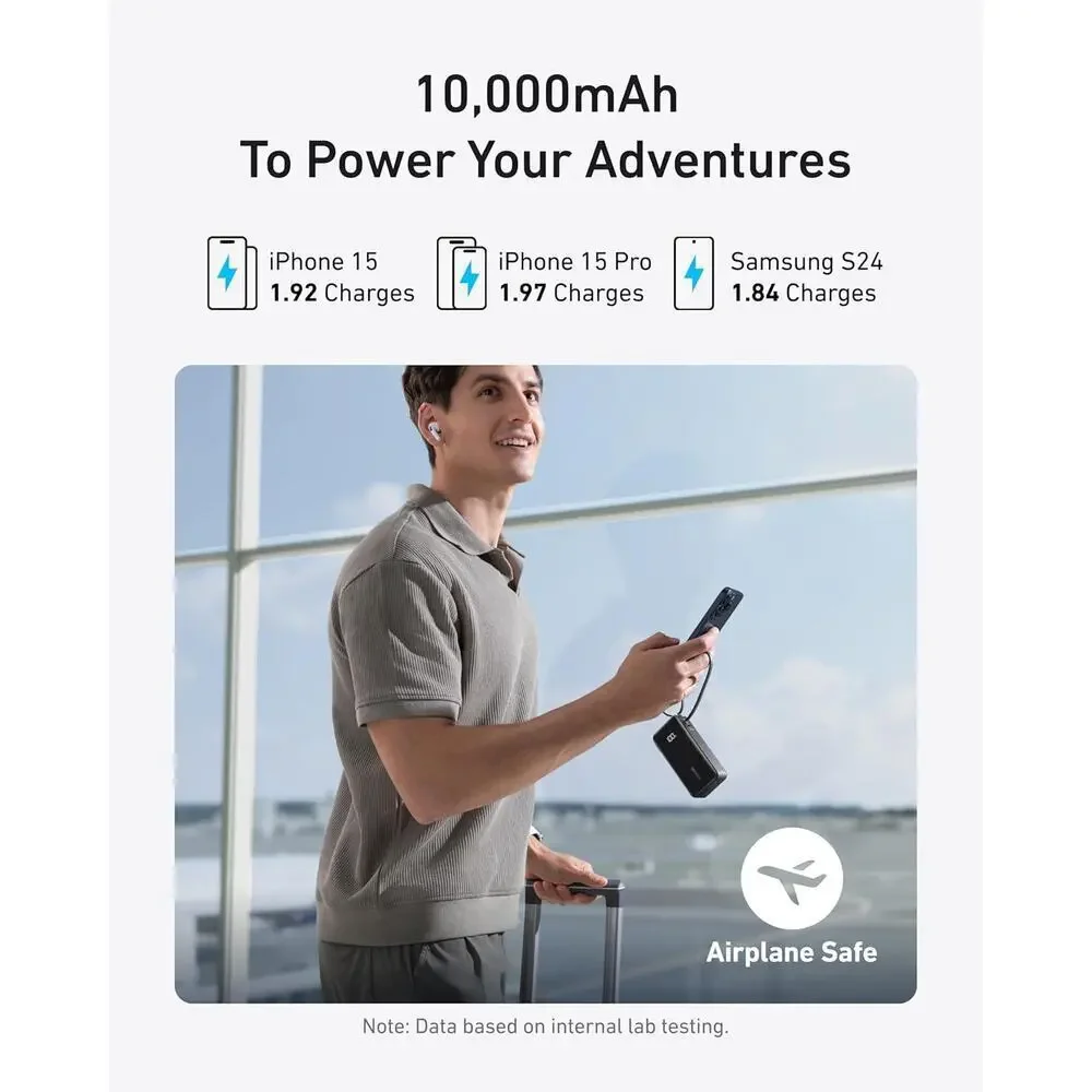 Anker Nano 3in1 Portable Charger 10000mAh USB C Foldable Plug 30W Power Bank